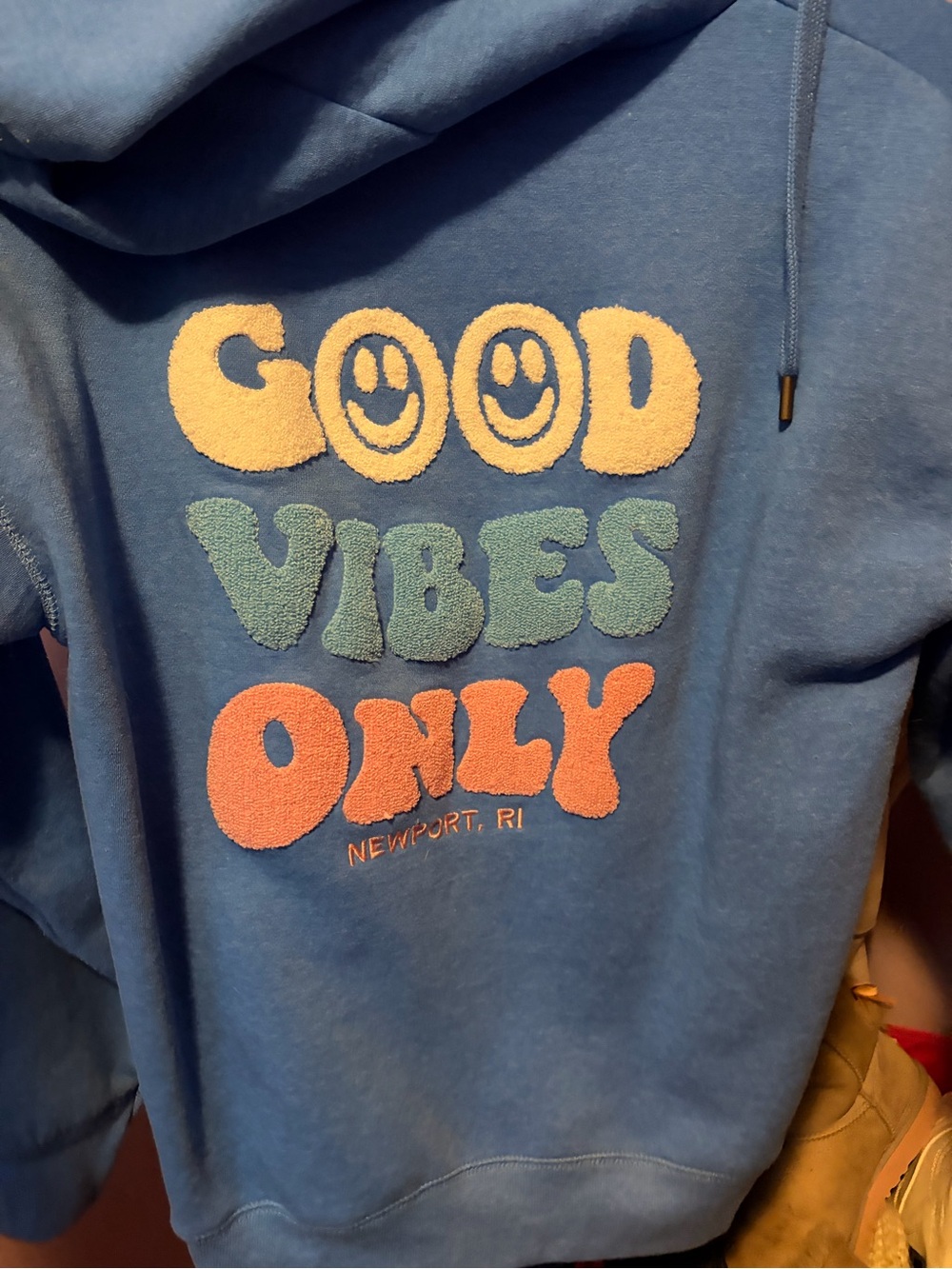 Good Vibes Only Blue Graphic Hoodie